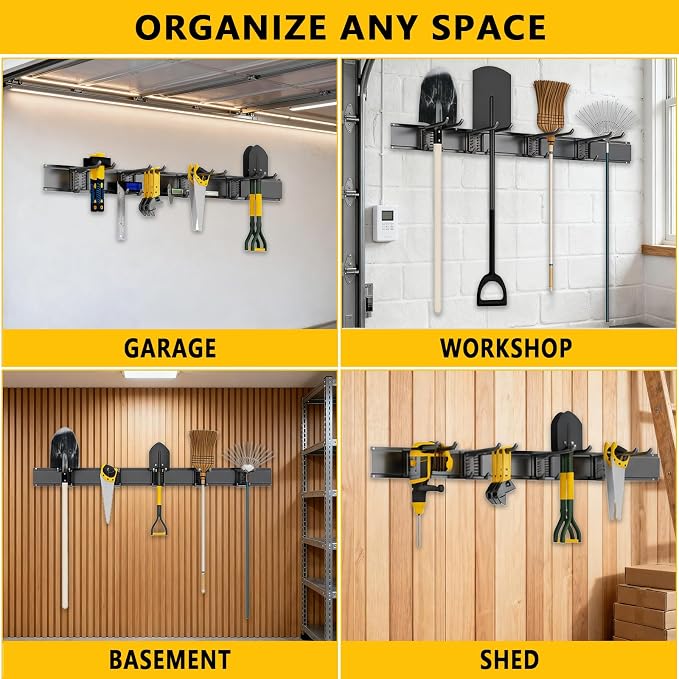 Garage Tool Organizer Wall Mount, 32inch Heavy-Duty Garage Storage System and - Image 6