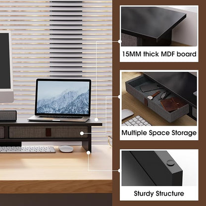 Fenge Monitor Stand with Drawer, 2 Tiers Dual Monitor Riser - Image 3