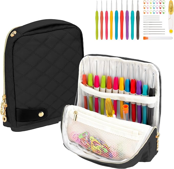 BAGCRAZY Stand-Up Crochet Hook Case Organizer, Travel Craft Holder by BAGCRAZY