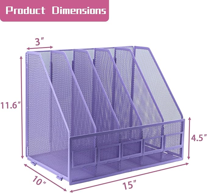 Desk Organizers, Metal Magazine File Holder - Image 2