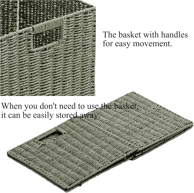 Handwoven Paper Woven Cube Basket Organizer - Image 7