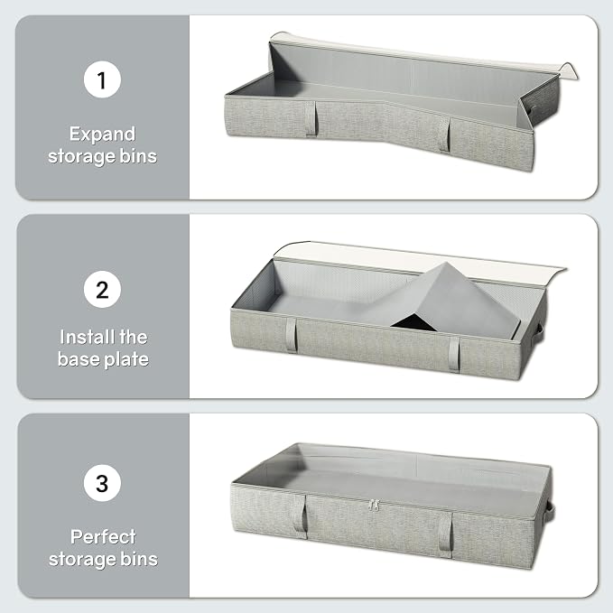 2-Pack Under Bed Storage Containers, 6 Inches Tall Underbed Clothes Storage - Image 8
