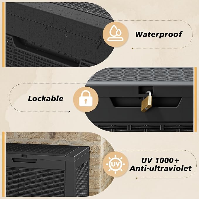 Fancyango 31 Gallon Outdoor Deck Box Waterproof, Storage Box - Image 5