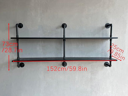 HDDFER Industrial Pipe Shelf Shelving Bookcase, Wall Mounted Rustic Bookshelf - Image 2