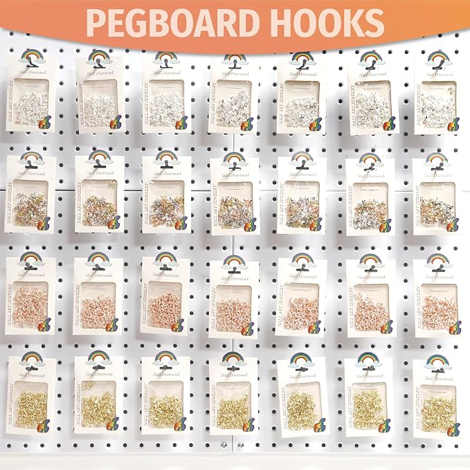 HUHOLE Pegboard Hooks 2 Inch 50PC, Fit 1/4" or 1/8" Pegboard, Ideal Peg Board - Image 6