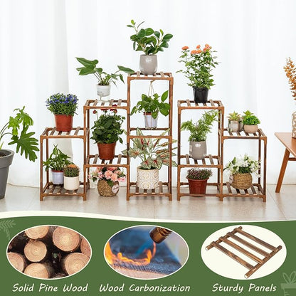 Uneedem Wood Plant Stand Indoor Outdoor Corner Plant Shelf Stand, 5 Tiered 10 - Image 2