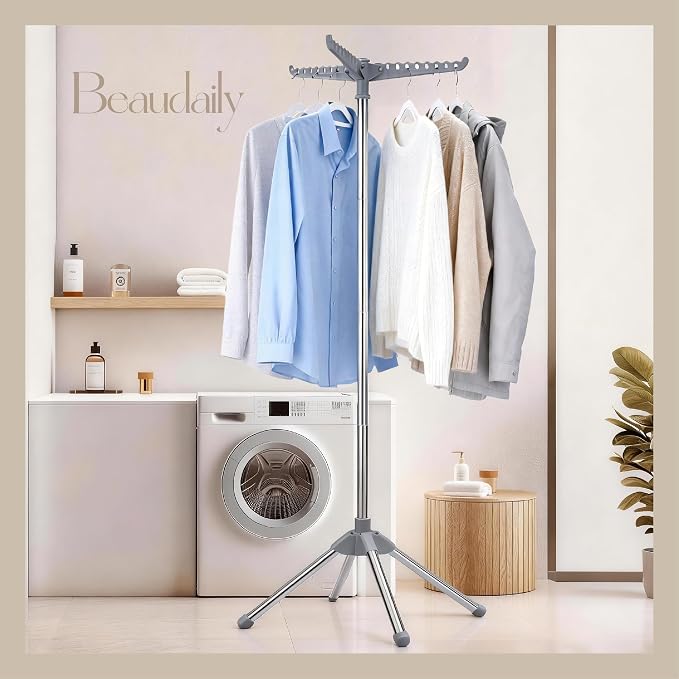 Beaudaily Clothes Drying Rack, Foldable Laundry Drying Rack, Indoor 59-Inch - Image 2