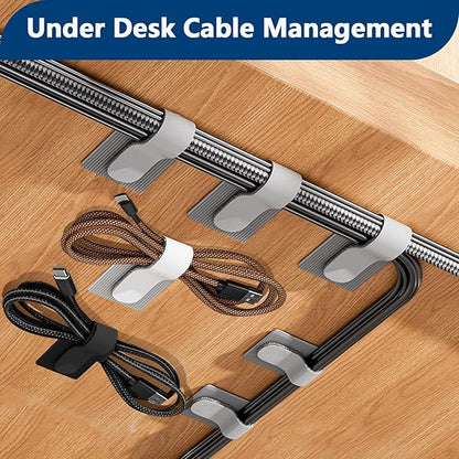 50 PCS Hook and Loop Cable Ties, Under Desk Cable Management, Self Adhesive - Image 2