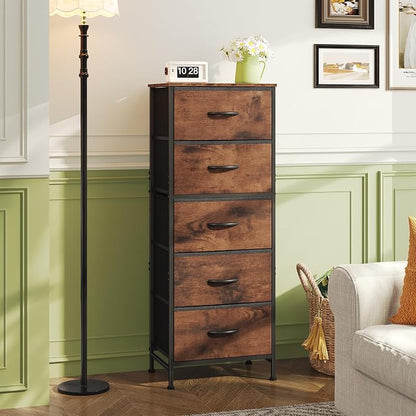 DUMOS Nightstand with 5 Drawers, Bedside Table with Removable Fabric Bins - Image 6