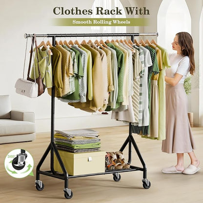 Clothes Rack Load 450 LBS, Heavy Duty Garment Rack, Standing Rolling Metal - Image 5
