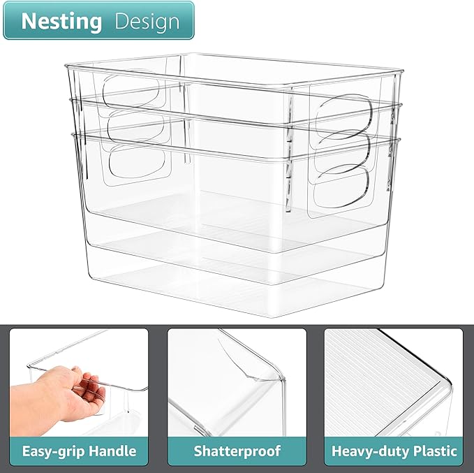 Sorbus Large Clear Plastic Storage Bins - Image 2
