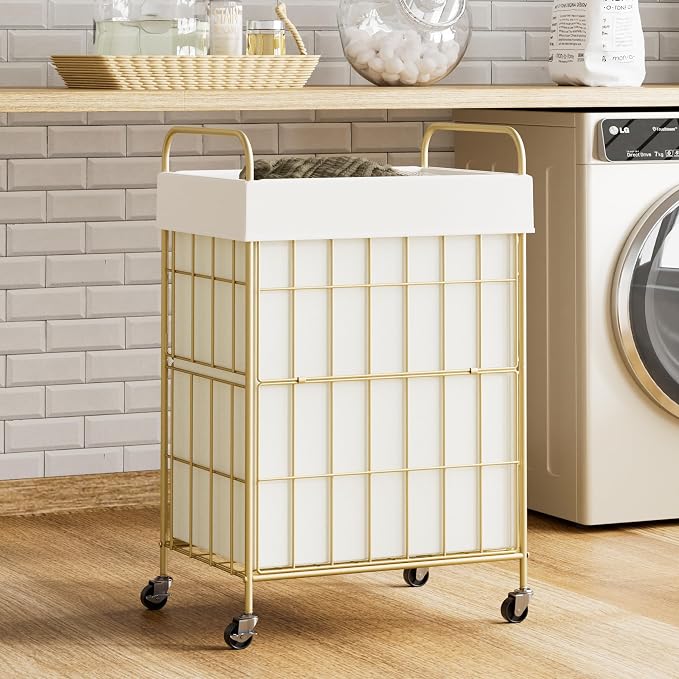 Laundry Hamper with Wheels, 90L Laundry Basket with Handle, Laundry Sorter with - Image 2