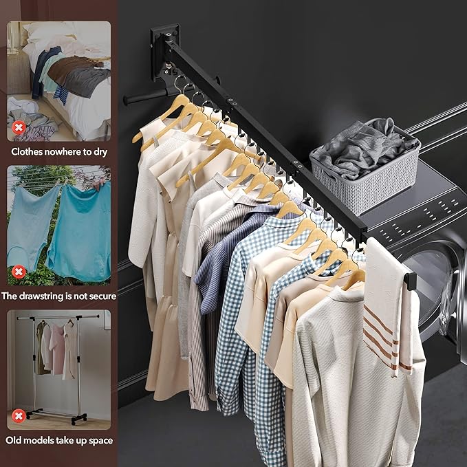 Wall Mounted Clothes Hanger, Clothes Drying Rack, Laundry Drying Rack, Drying - Image 5