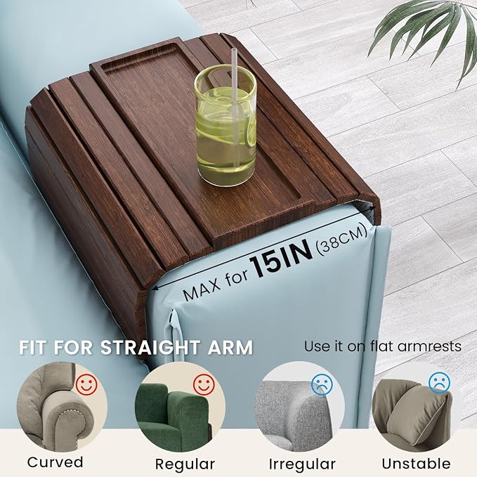 Sofa Arm Tray, Bamboo Folding Couch Arm Tray, Sofa Armrest Tray - Image 3