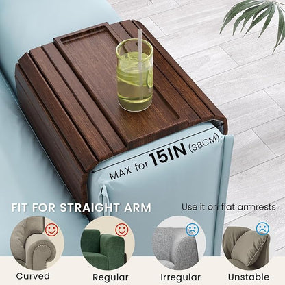 Sofa Arm Tray, Bamboo Folding Couch Arm Tray, Sofa Armrest Tray - Image 3