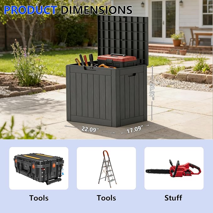 35 Gallon Resin Deck Box All Weather Outdoor Storage Box - Image 3