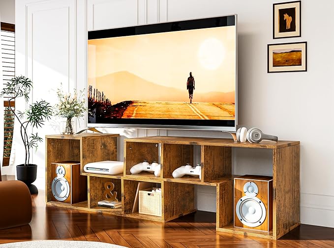 Recaceik Cube Bookshelf 2 Shelf Bookcase L-Shaped TV Console Stand Modern by Recaceik