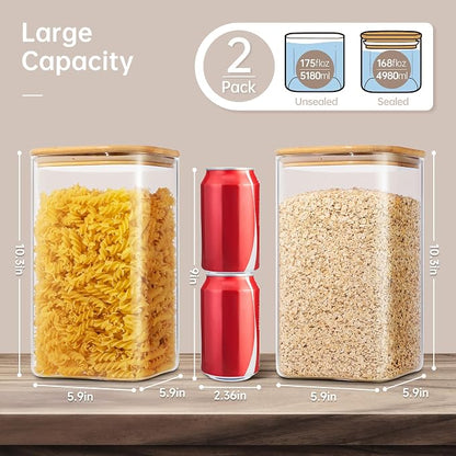 Extra Large Square Glass Flour & Sugar Storage Containers - Image 2