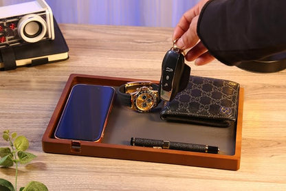 Shinpuru Wooden Valet Tray for Men, Nightstand Organizer - Image 8