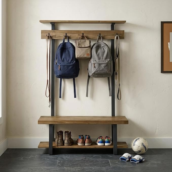Pomona Solid Wood Entryway Hall Tree - Image 3