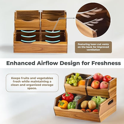 Acacia Wood Pantry Storage Bins - Image 2