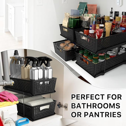 Simple Houseware 2 Tier Bathroom Organizer Tray Pull-Out Sliding Drawer - Image 8