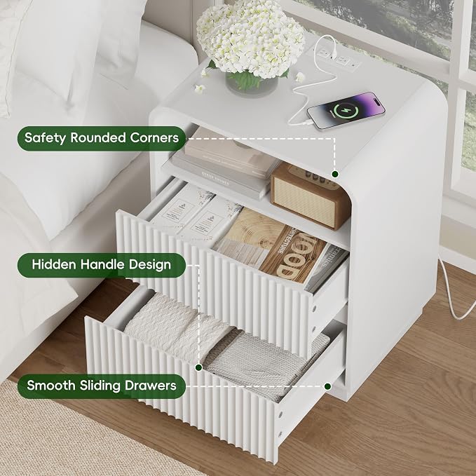 White Nightstands Set of 2 - Image 6