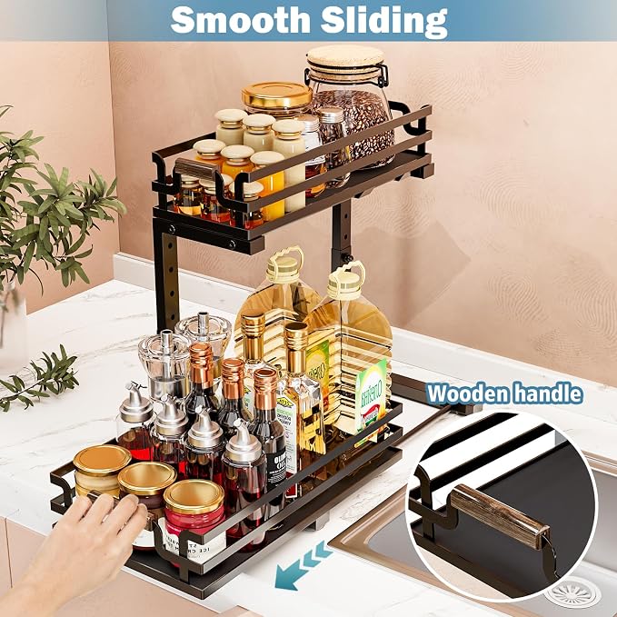 Under Sink Organizer, 2 Tier Slide Out Storage - Image 2