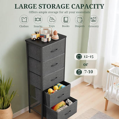 5 Drawers Dresser for Bedroom Fabric Storage Tower - Image 5