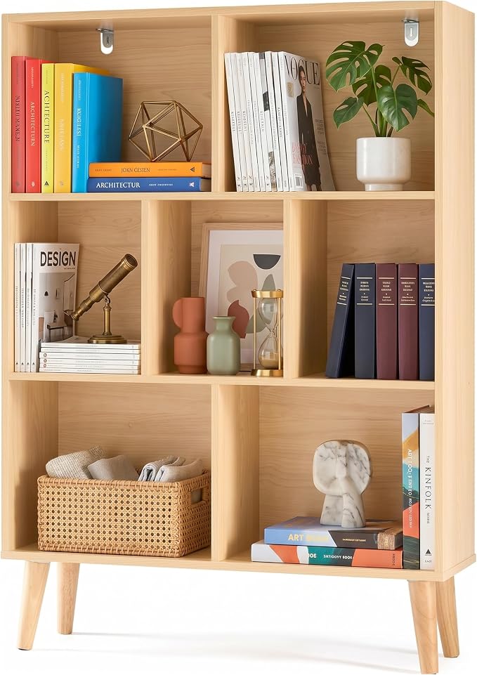 HealSmart 7 Cube Storage Organizer, 3 Tier Bookshelf by HealSmart