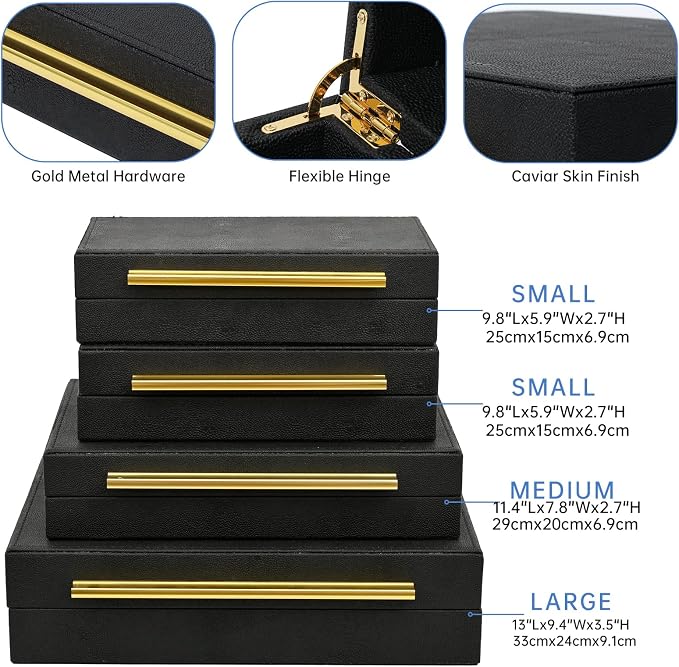 Faux Shagreen Leather Jewelry Boxes Set of 4 - Image 2
