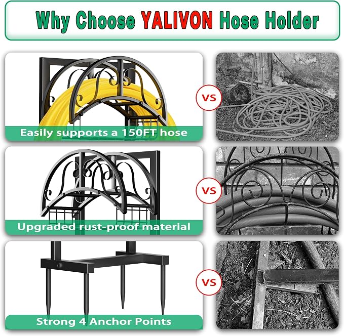 Garden Hose Holder Freestanding, Water Hose Holder Hose Hanger Heavy Duty Metal - Image 3
