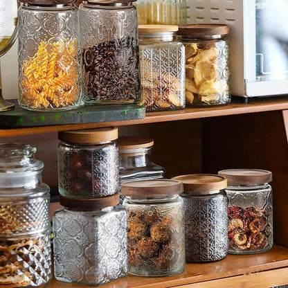 24 OZ Glass Storage Jar with Airtight Bamboo Wooden Lids, Vintage Food - Image 7