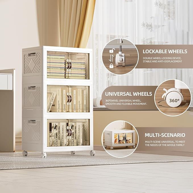 148 QT / 37 Gal Rolling Foldable Storage Cabinet - Image 4