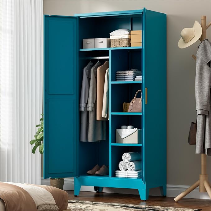 71" Tall Metal Wardrobe Closet - Image 2