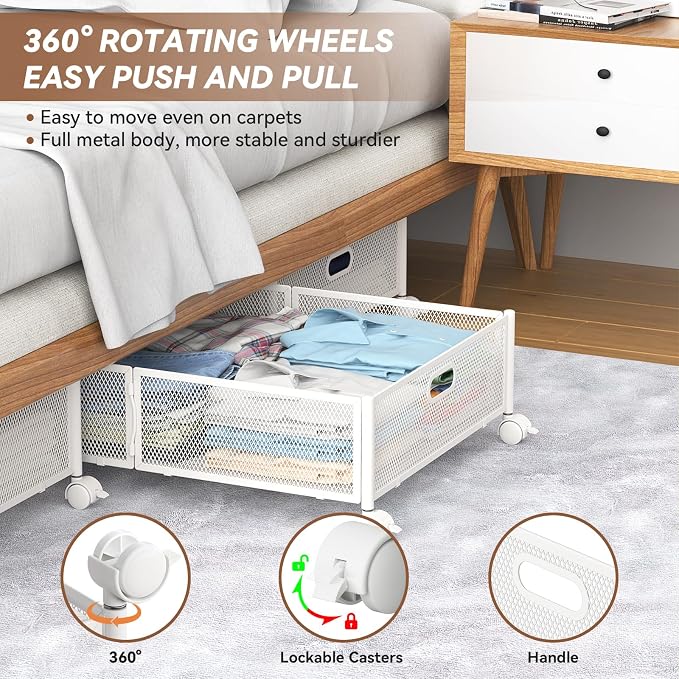PHINOX Under Bed Storage with wheels, Under the Bed Storage Containers - Image 3