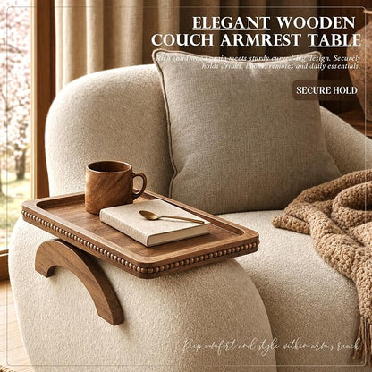 Acacia Wood Couch Tray with Beaded Edge - Image 3