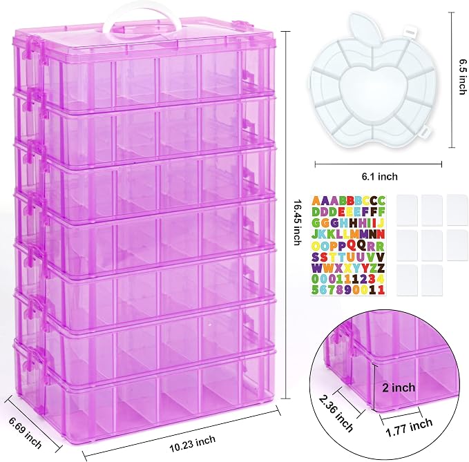 7 Layers Stackable Storage Container, 70 Adjustable Compartments Stackable - Image 3