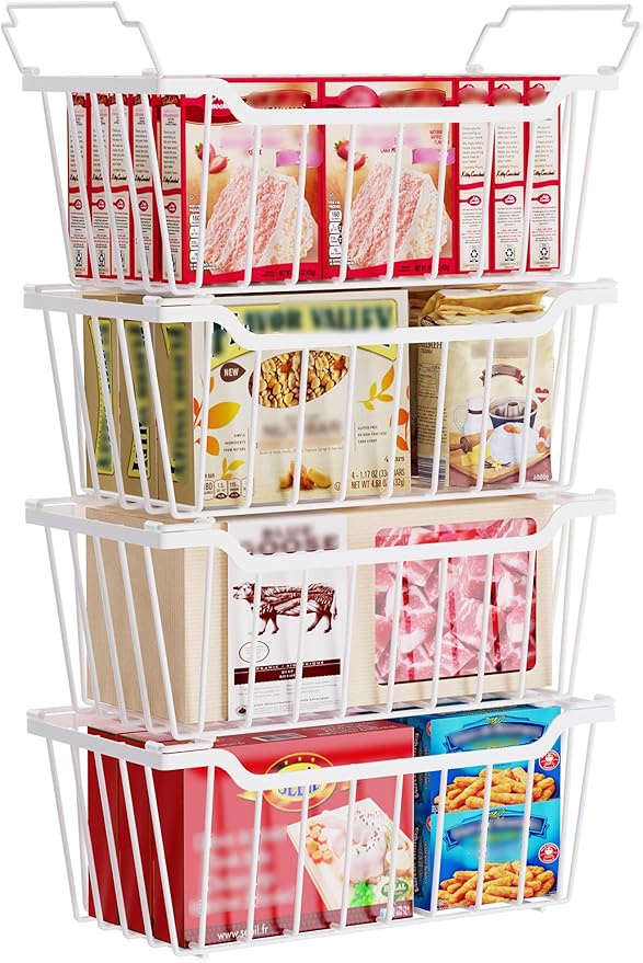 SUNALLY Freezer Organizer Bins, 4 Pack Chest Freezer Organizer Stackable by SUNALLY