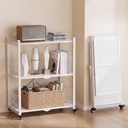 Folding Storage Shelves No Assembly, 3 Tier Foldable Shelves by Unknown