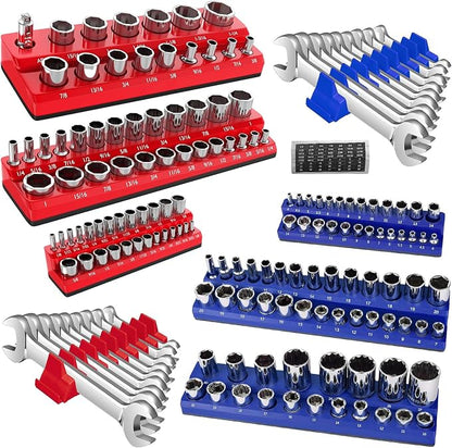 8PS Magnetic Wrench and Socket Organizer Set, Tool Trays 1/4", 1/2" Tool Box by Unknown