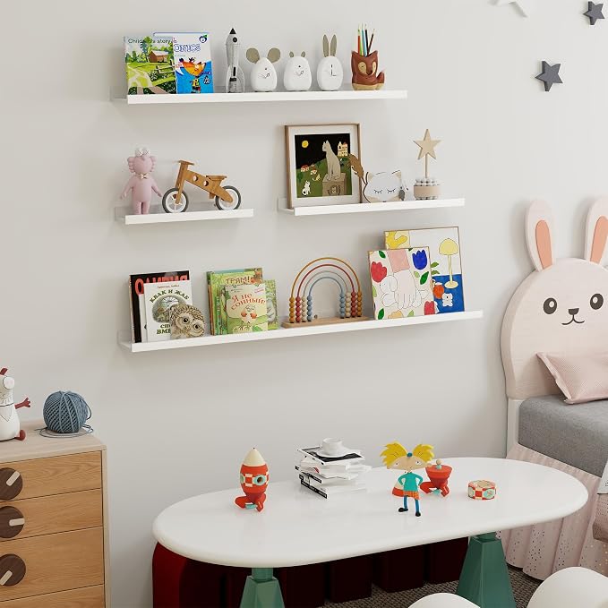 Fun Memories Picture Ledge Shelf, 48 Inch Long Floating Shelves Set of 6 - Image 6