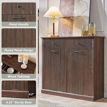 Modern Double Tilt-Out Trash Cabinet, 20 Gallon Fluted Laundry Hamper Cabinet - Image 5