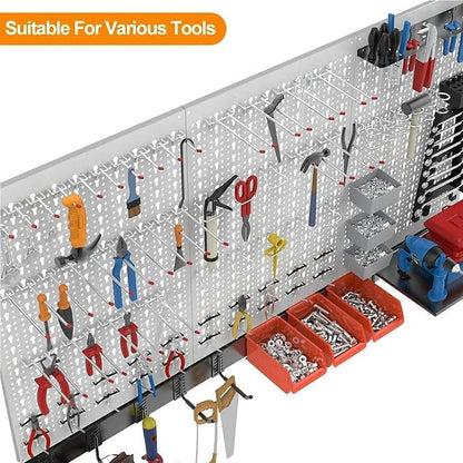 TORACK 109 PCS Pegboard Wall Organizer 4 ft. Garage Metal Pegboard Utility Tool - Image 3