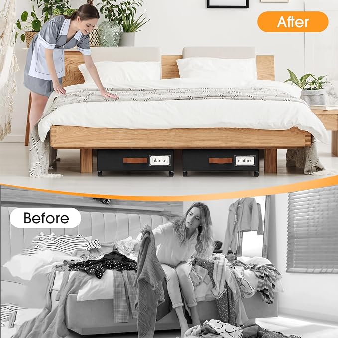Under Bed Storage with Wheels 2Pack Storage Containers with Clear Window&Label - Image 5