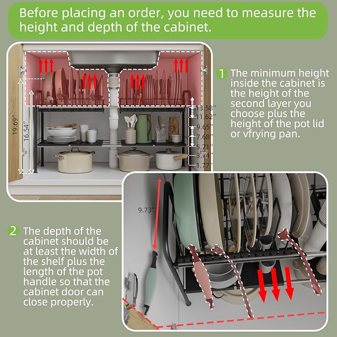 Expandable Under Sink Organizer，Pot and pan Organizer Under Cabinet | Pan Lid - Image 6