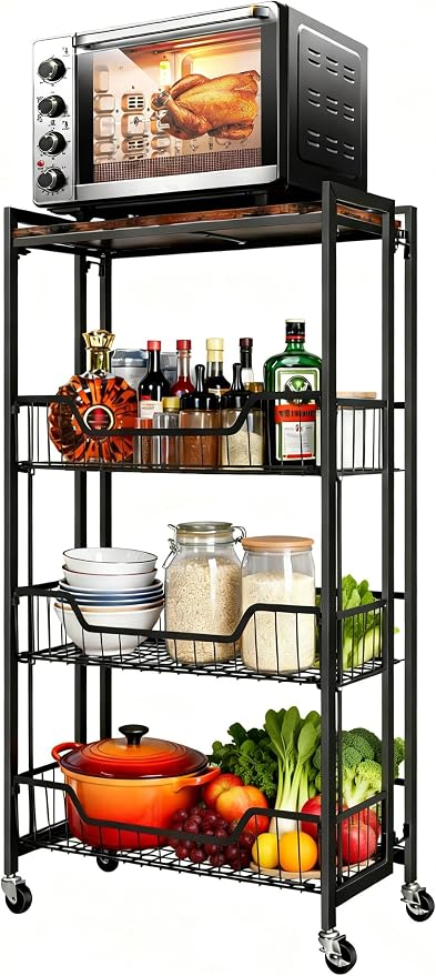 GarveeHome Large 4-Tier Foldable Kitchen Storage Shelf | No Assembly Required - Image 2