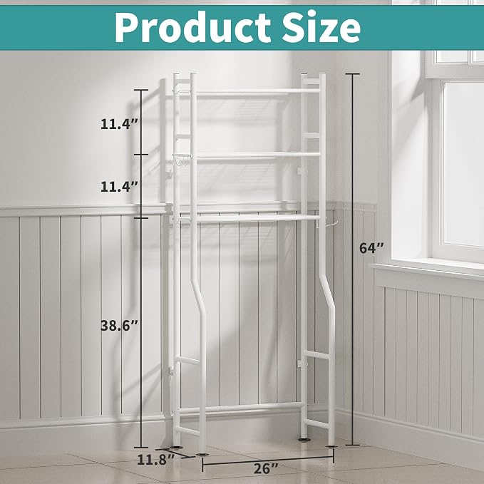 3-Tier Over The Toilet Storage Organizer, Space-Saving Bathroom Rack - Image 2