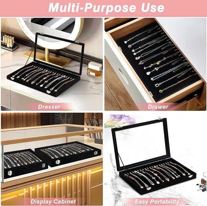 Cirhy Necklace Organizer Box, Anti-Tarnish Jewelry Box & Dustproof Necklace Case - Image 4