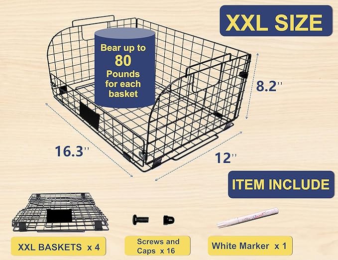 4 PACK XXL Stackable Wire Baskets - Image 2